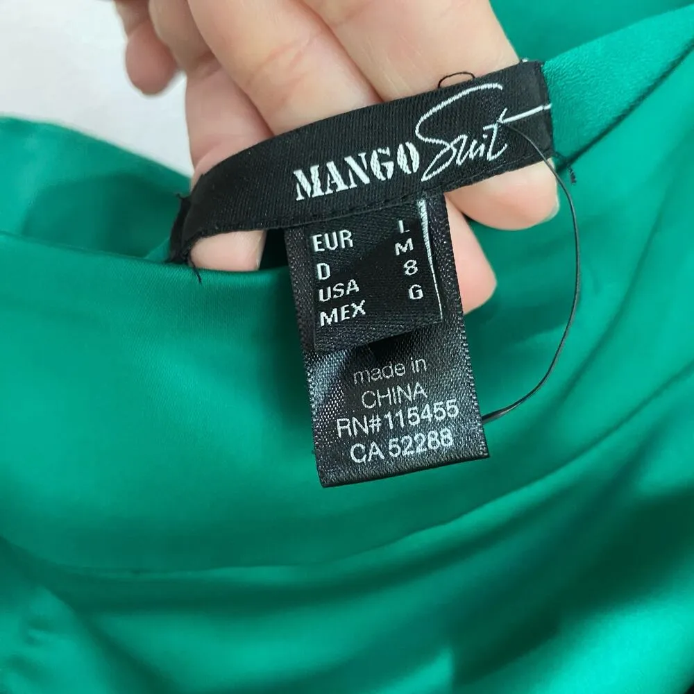 Mango Dark Green One-Shoulder Rose Ruffle Maxi Dress Size 8 - Image 8