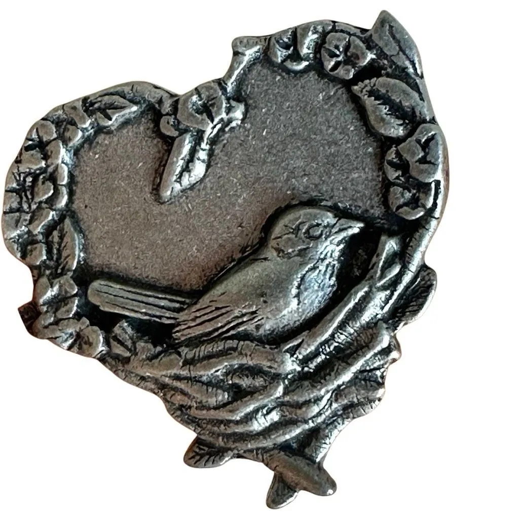 Vintage Birds & Blooms Brooch Silver - Image 2
