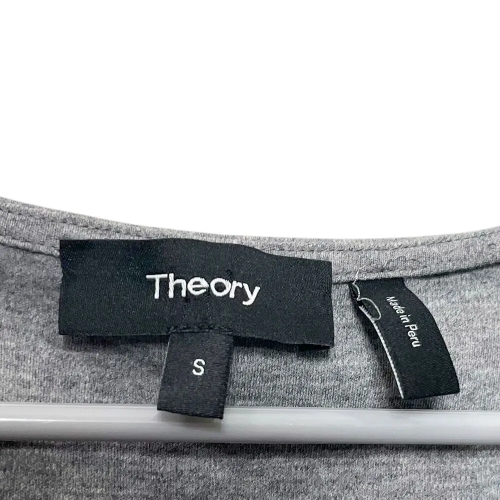 Theory Saydi Classic T Shirt Mini Dress Heather Gray Poplin Women’s Size S Small - Image 7