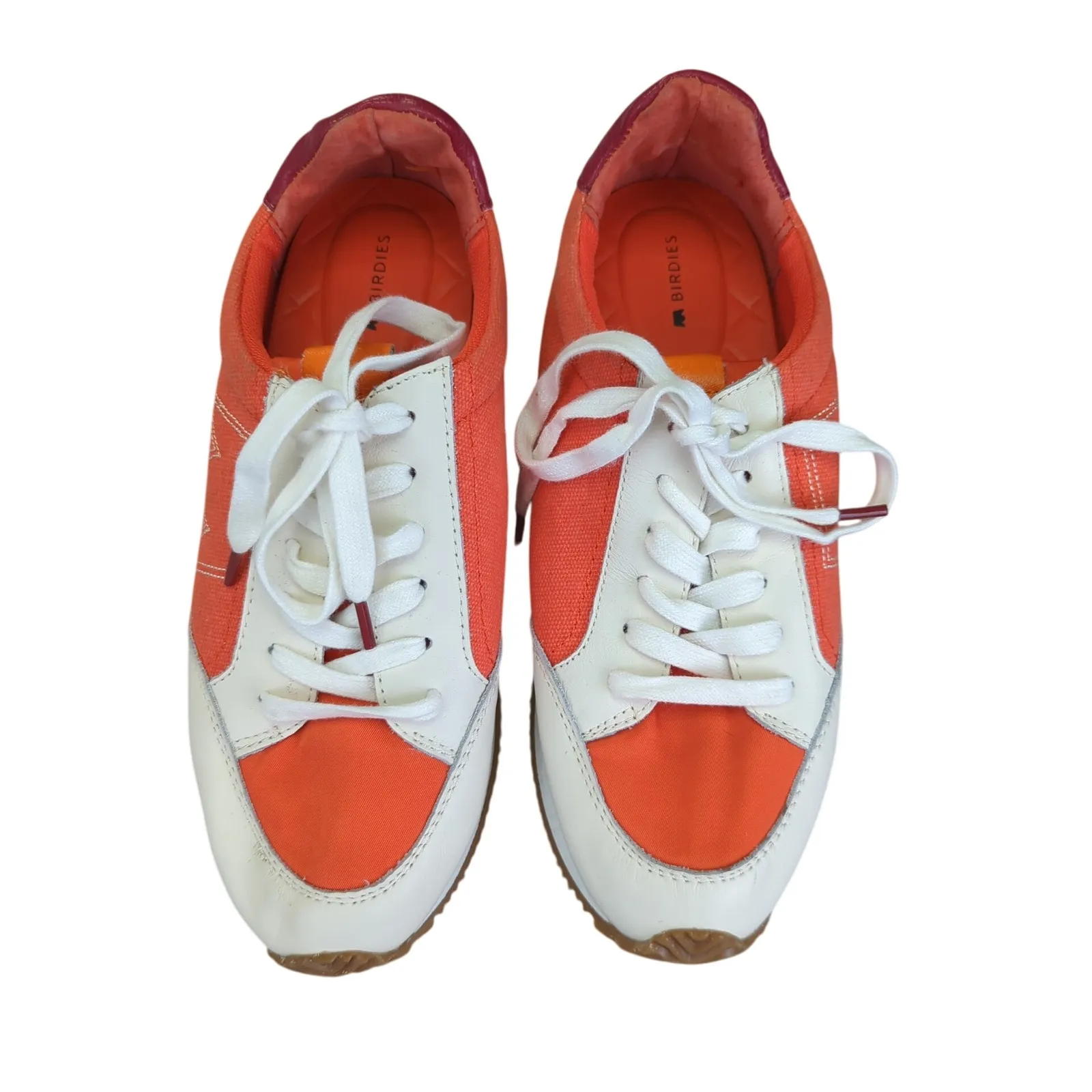 Birdies Roadrunner Women's Sneakers 7 Orange White Leather‎ Accent Casual Shoes - Image 4