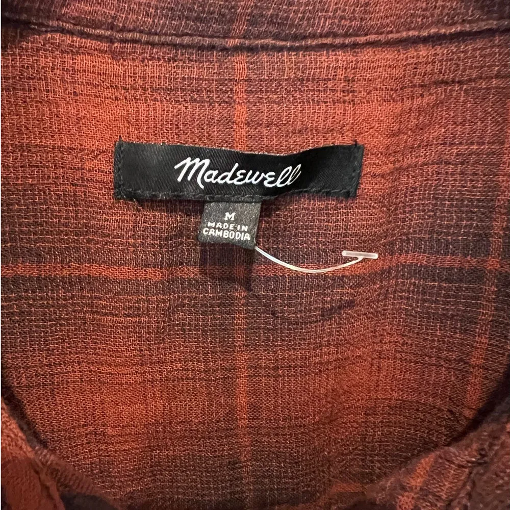 Madewell Oversized Flannel Button-Down Shirt Size Medium - Image 5