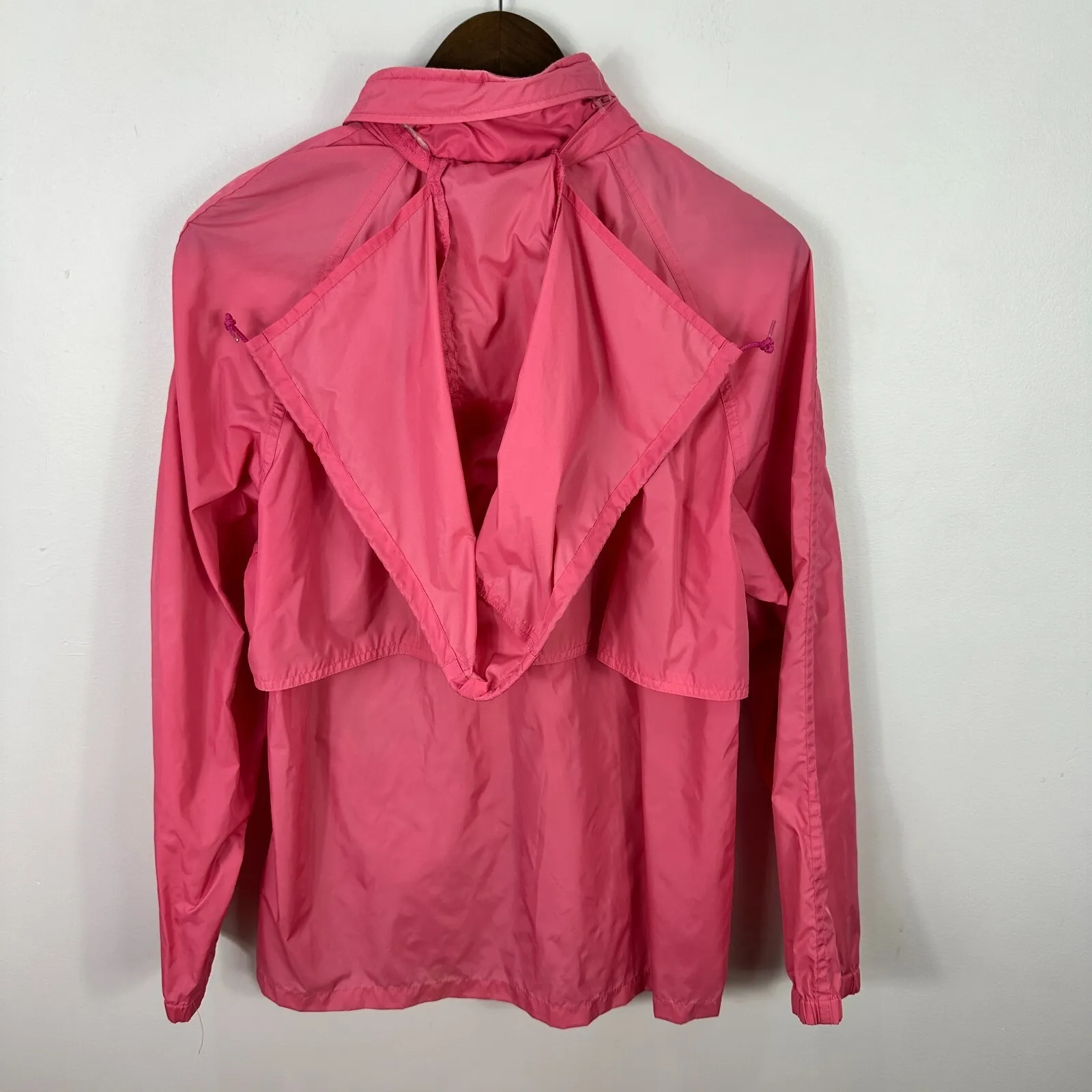 Woolrich Windbreaker Women Pink L Vintage 80s 90s Utility Zip Mesh Vent Retro‎ - Image 2