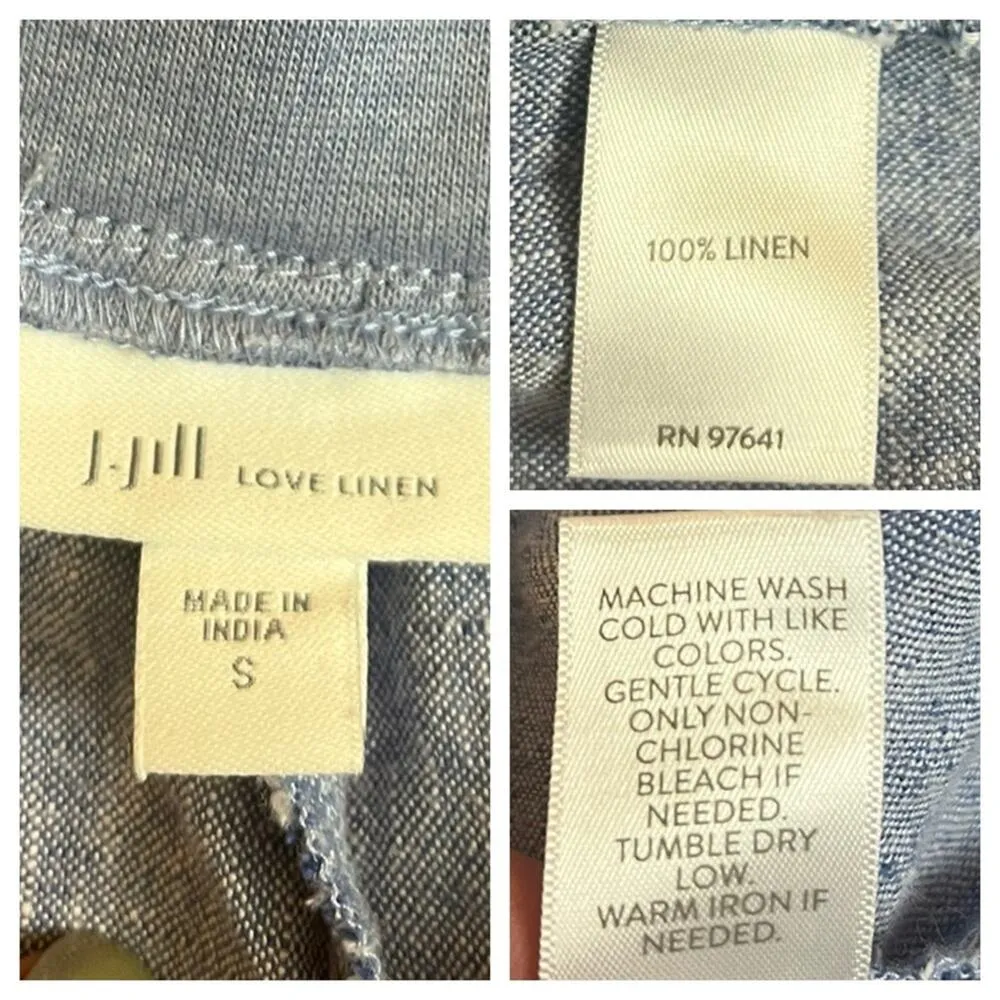 J.Jill Pants Love Linen Tapered Slim Fit Ankle Pull On Blue Women’s Size Small - Image 8