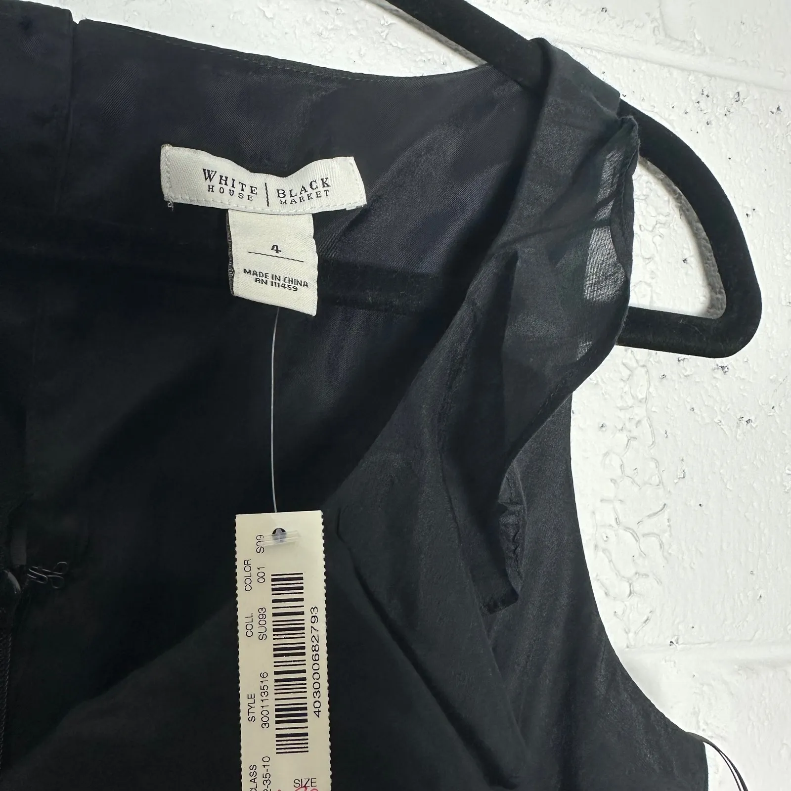 White House Black‎ Market Dress Black Sleeveless Ruffle Tie Belt Size 4 - Image 2