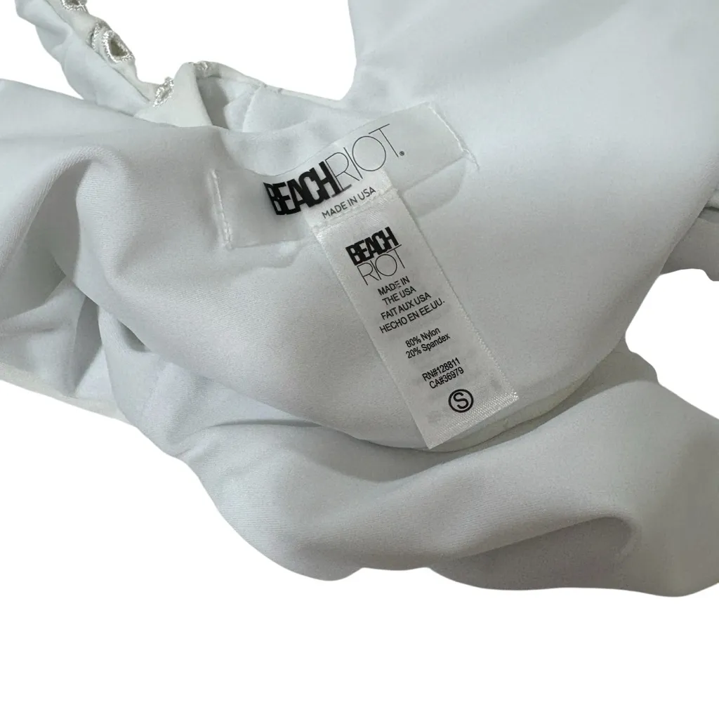 Beach Riot  Dallas White eyelet Tie Front Bikini Top S - Image 7