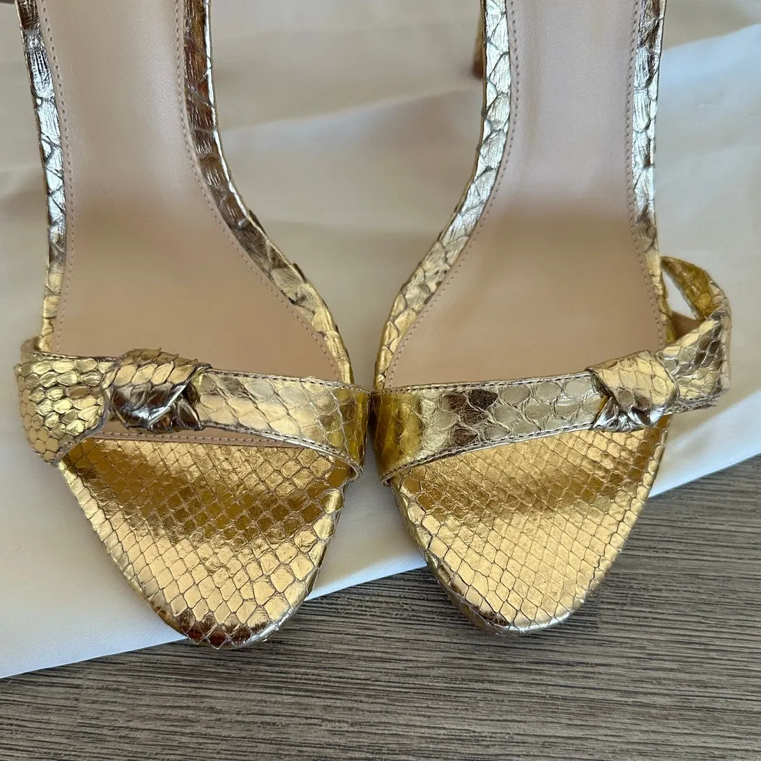 Alexandre Birman Metallic Gold Clarita Python Ankle Wrap Sandals Size 36.5 NEW - Image 8