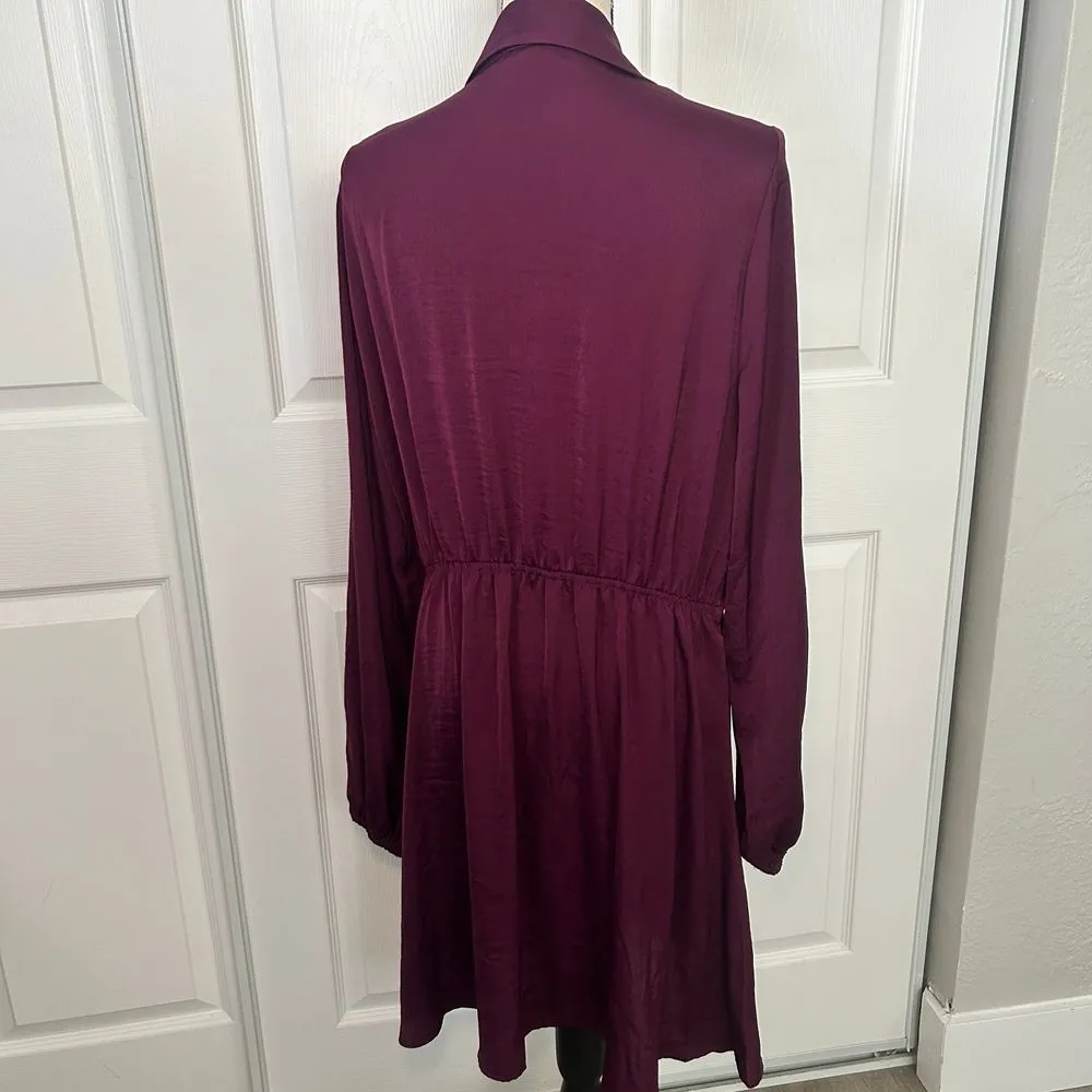NWT Vince Camuto Wrap Dress Off The‎ Grid Purple Collared Long Sleeve XL - Image 4