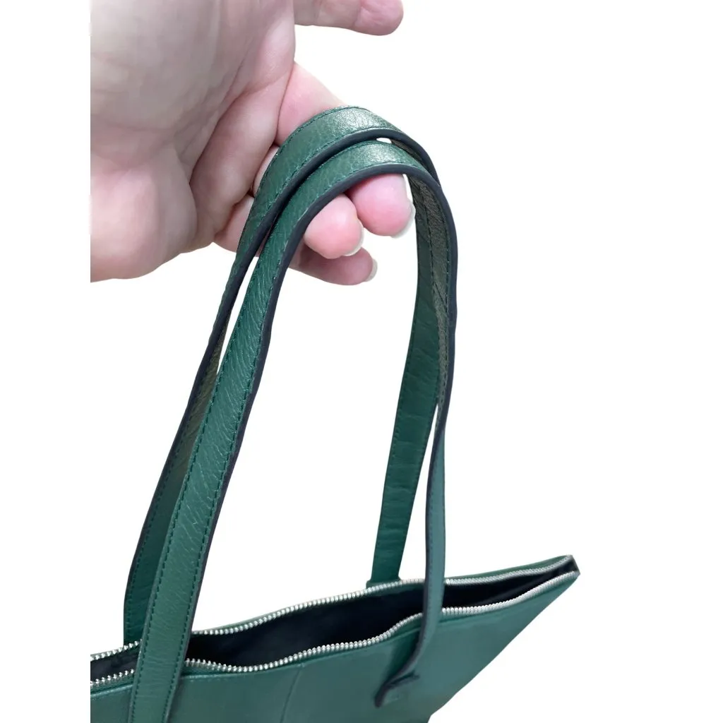 Tahari Womans Green Pebbled Leather Tote HandBag Silver Charm SKU 9355 - Image 6