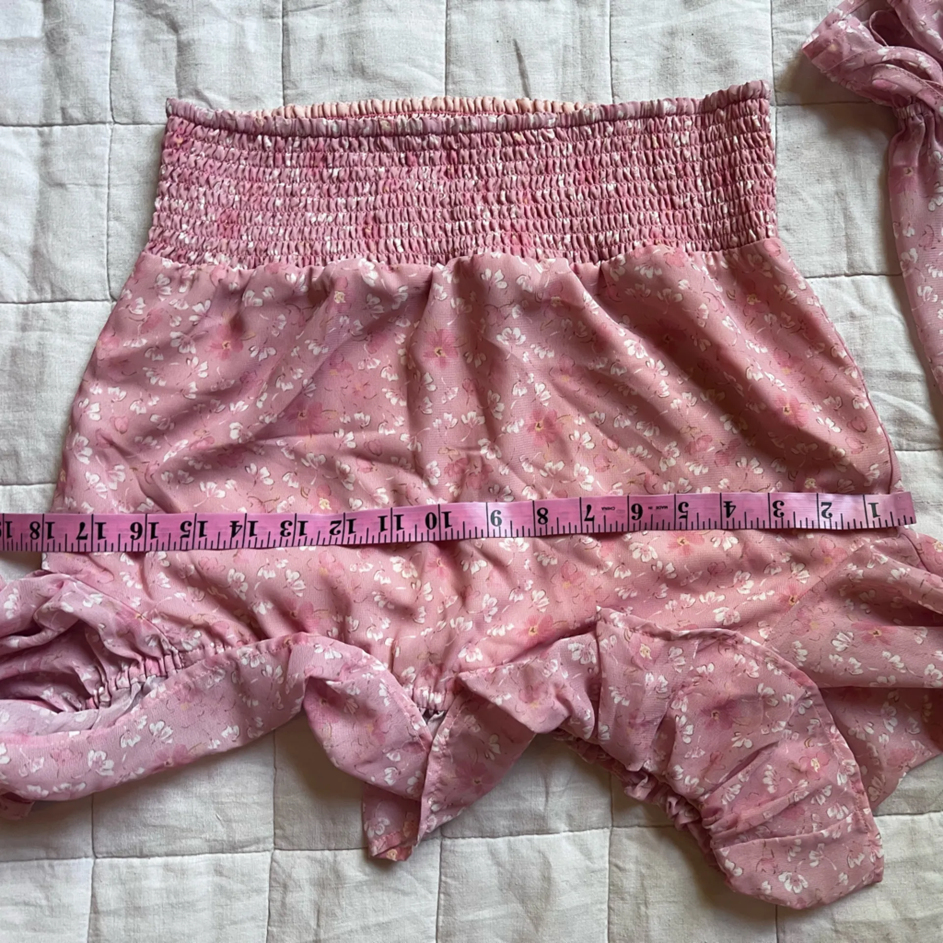 Lovers + Friends Juliette Pink Floral Ruffle One Shoulder Top Cottagecore -Small - Image 3