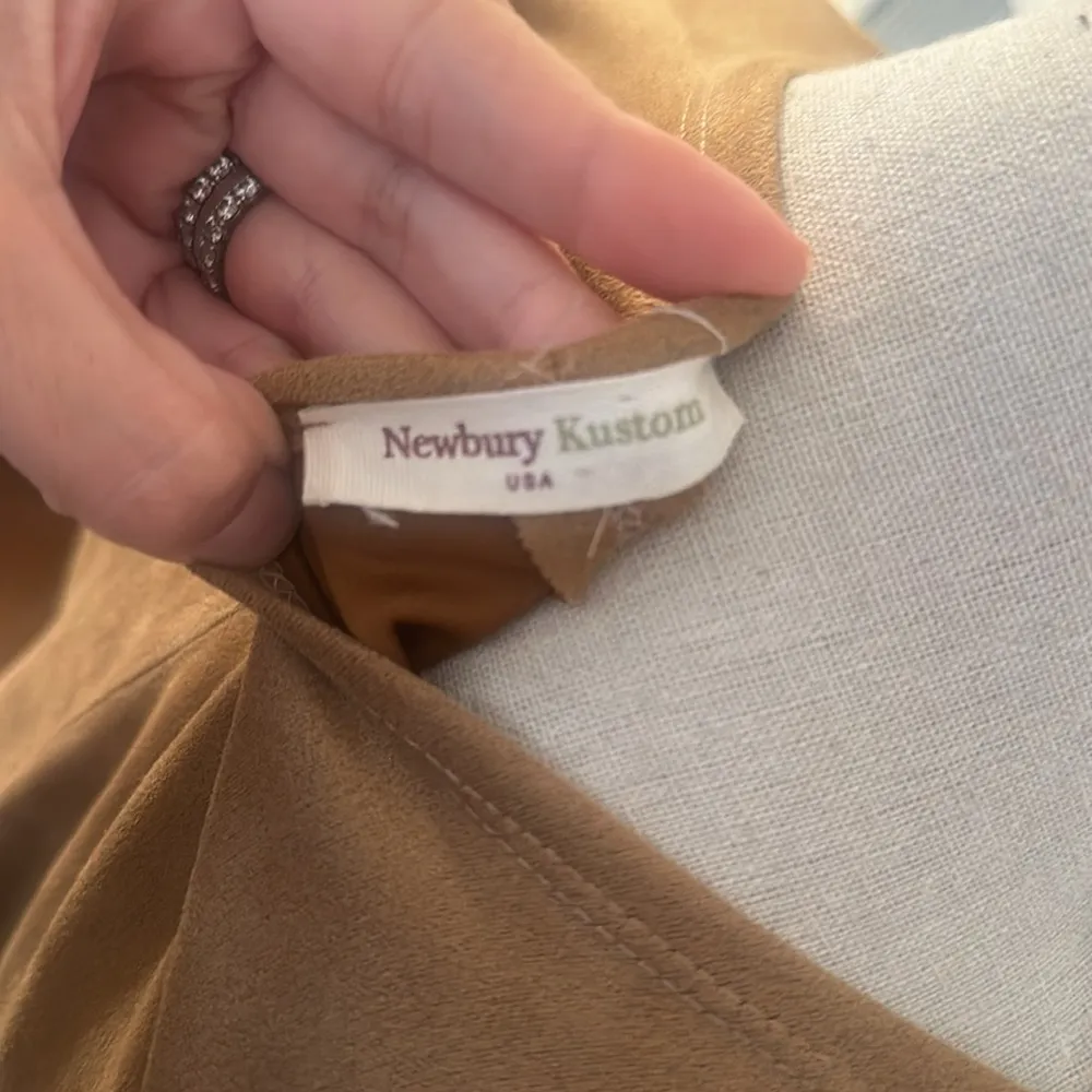 Brown Faux Suede Short Sleeve Mini Dress - Image 6