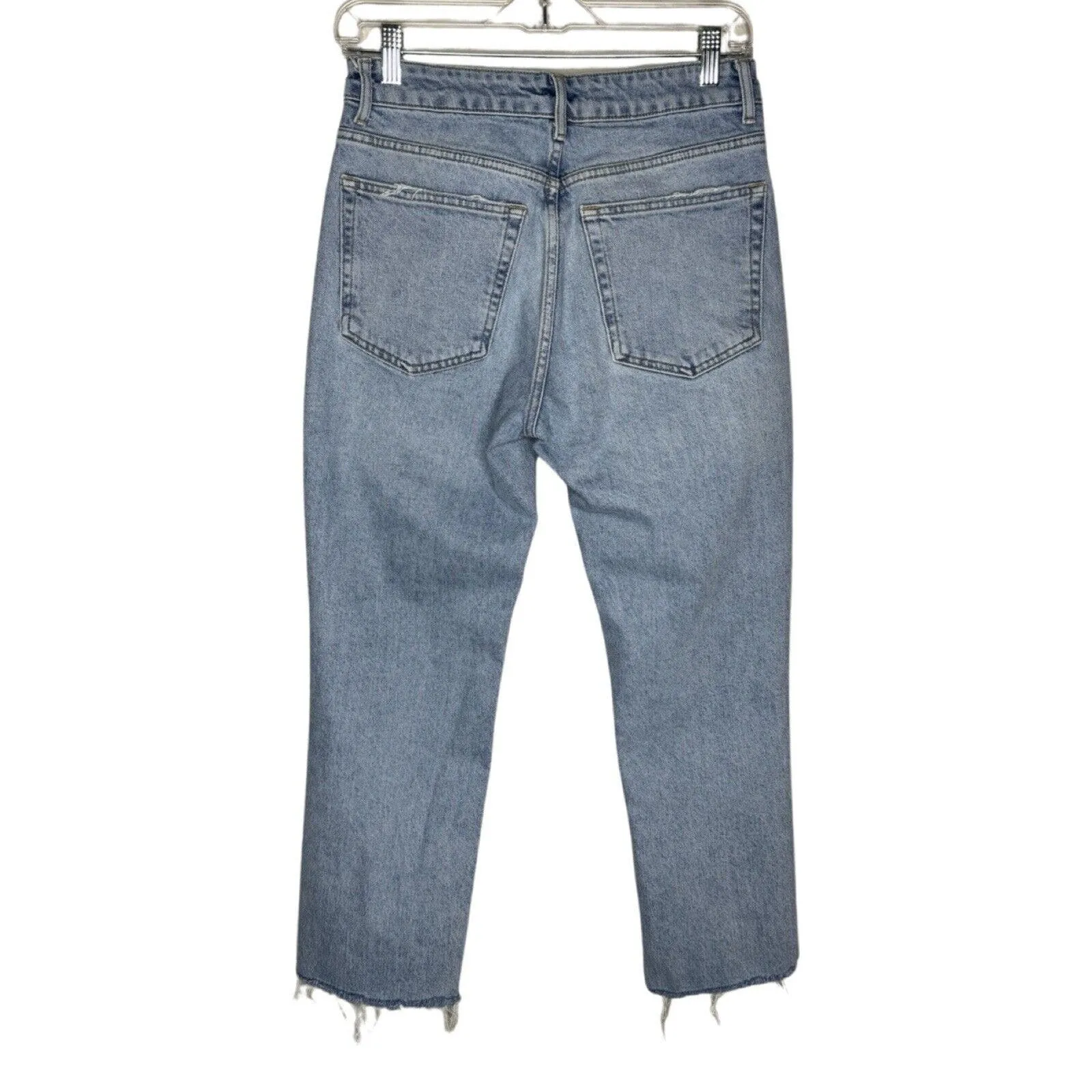 TopShop Jeans Women‎ 4 28" Blue Straight Light Wash High Rise Fading Whiskering - Image 2