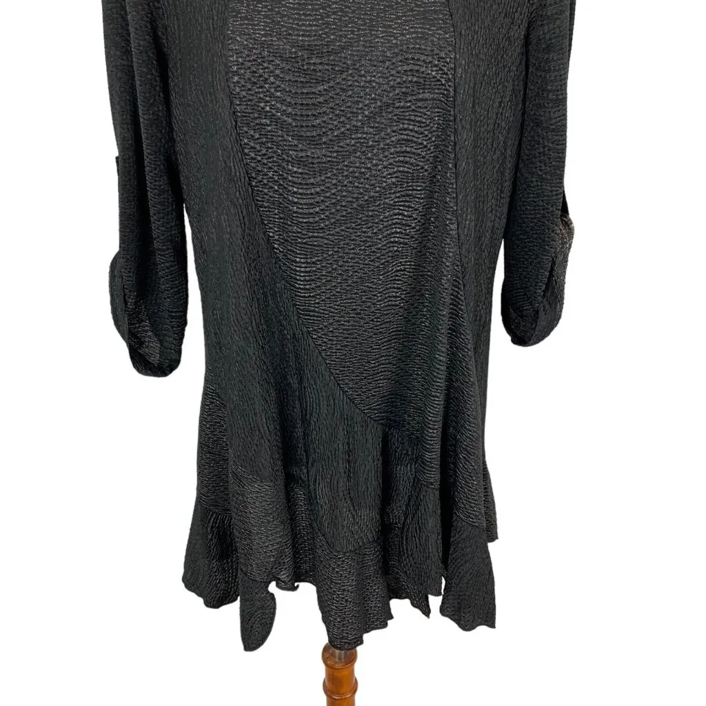 Curvesque USA Tunic Top Large Black Shimmer Long Sleeve Party Eveningwear - Image 3