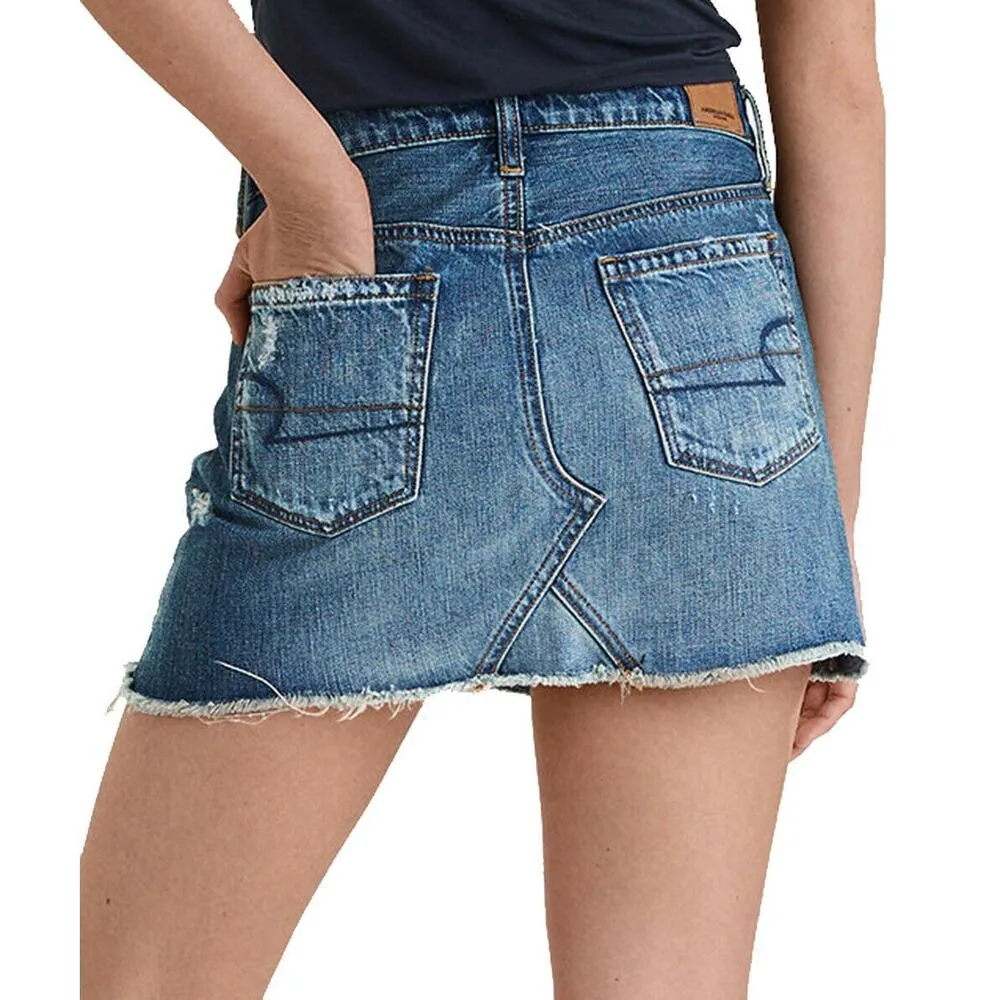 American Eagle Outfitters | Womens Size 2 | Festival Distressed Denim Mini Skirt - Image 2