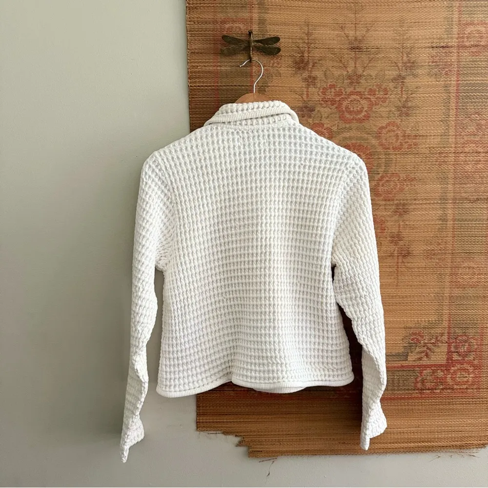 Vintage White Waffle Knit Button Down Cardigan Size M - Image 4