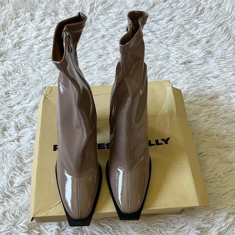 Princess Polly Women’s Valencia Taupe Crinkle Heeled boots size 8 - Image 2