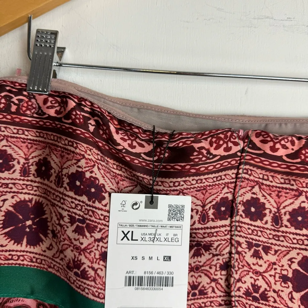 ZARA NWT  Strapless Printed Midi Maxi Dress Sz XL Pink Abstract Floral Slip - Image 12