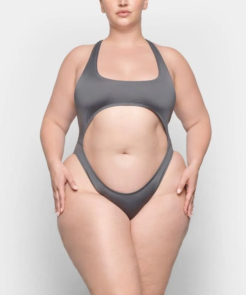 Skims Signature Swim Cut Out Monokini in Gunmetal - Image 4