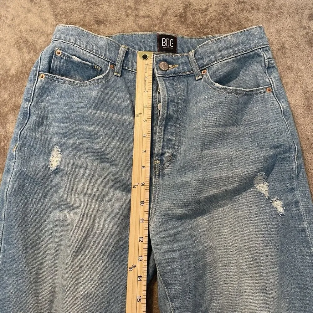 BDG Women's Slim Straight High Rise Sz 28 Button Fly Light Distressed Ra… - Image 10