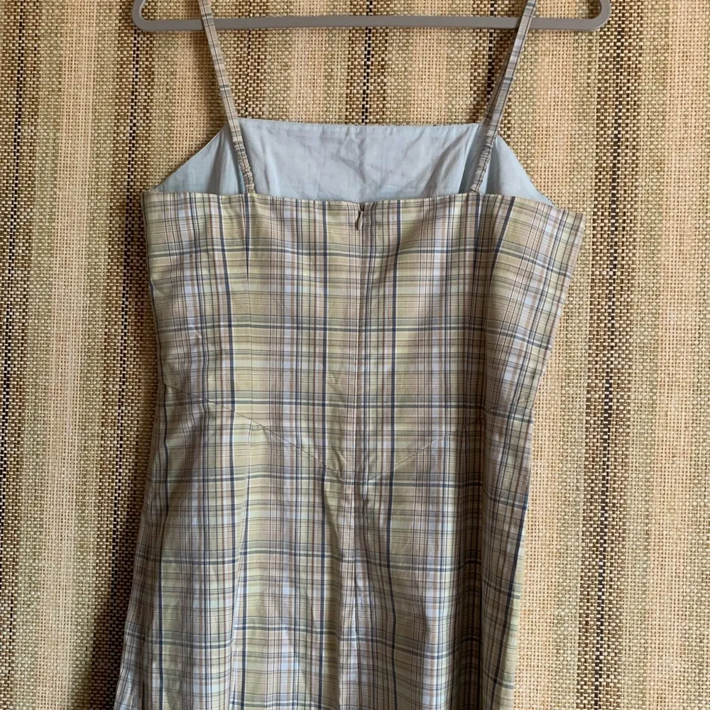J.Crew Vintage Y2K Cotton Size 8 MIDI Dress Blue Yellow Women Dress Clothing - Image 4