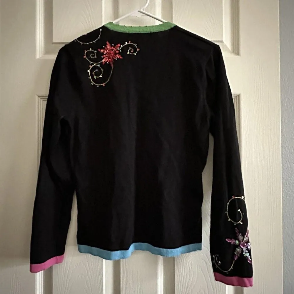 Jack B. Quick “Ugly Christmas Sweater” Festive Sequin Embellished Sz Medium - Image 9