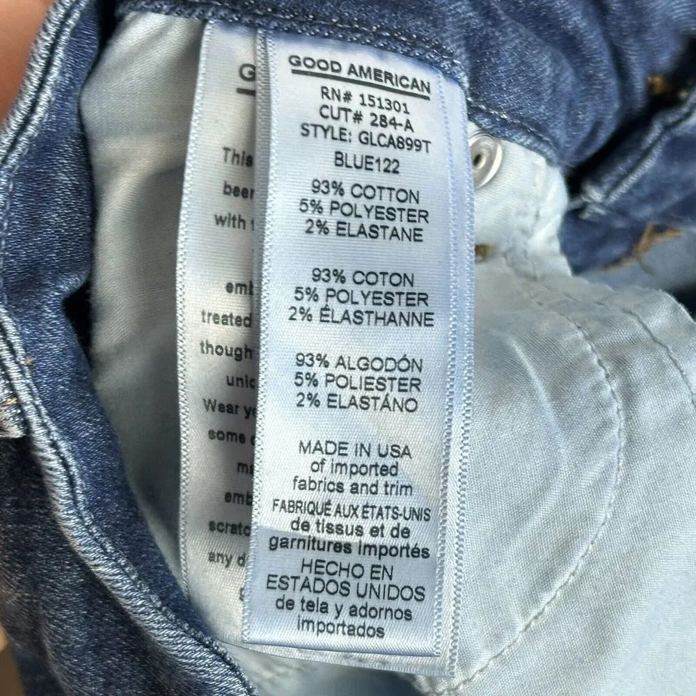 Good American Good Legs Jeans Size 2/26 Side Stripes Dark Wash Denim GLCA899T - Image 6