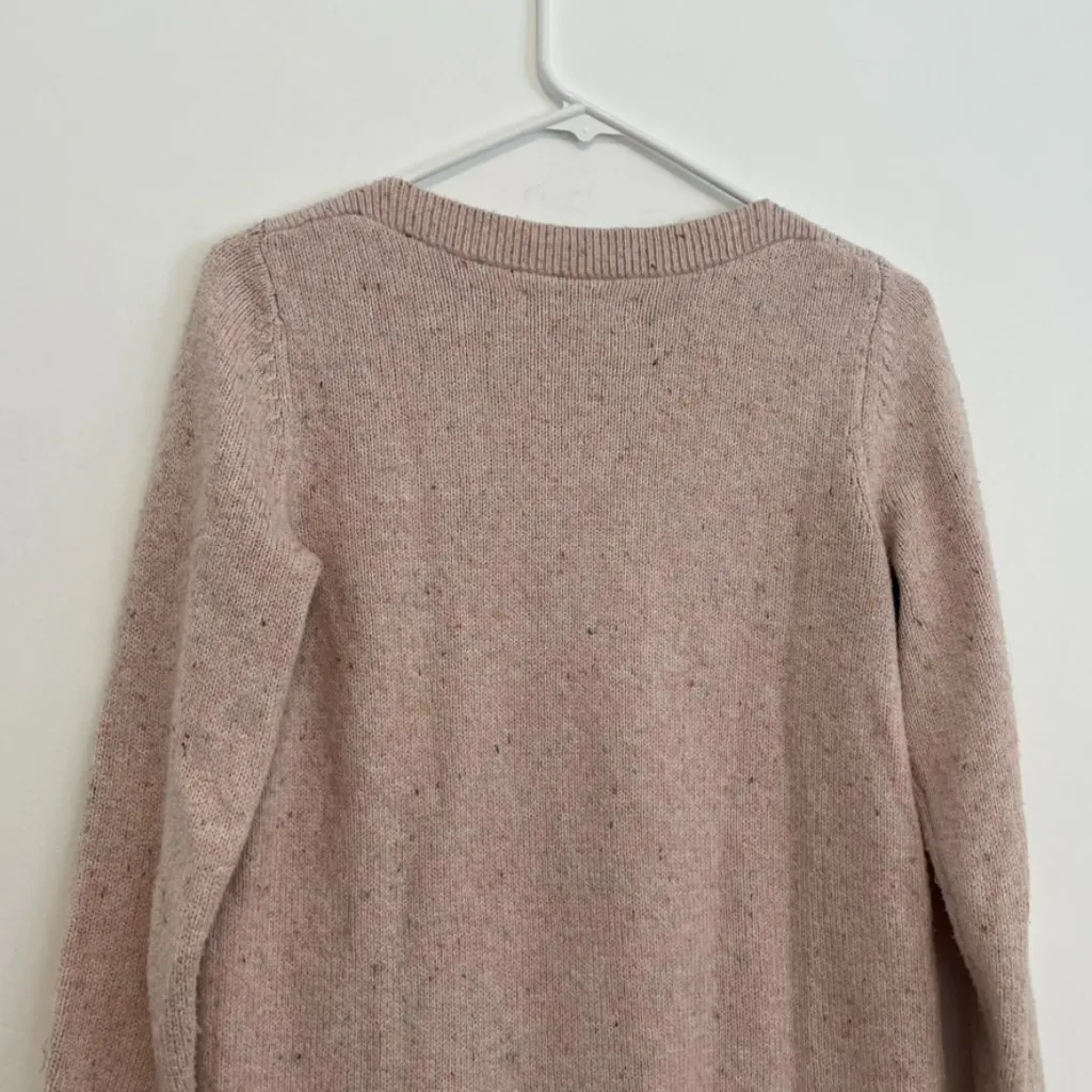 ANN TAYLOR LOFT Flecked Boatneck Sweater Light Baby Pink Multi Confetti Cotton S - Image 15