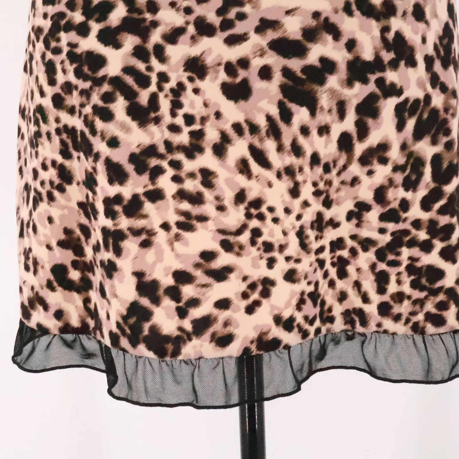 Leopard Babydoll Y2K Slip Dress Womens Chemise Lingerie Bows Coquette Size S - Image 10