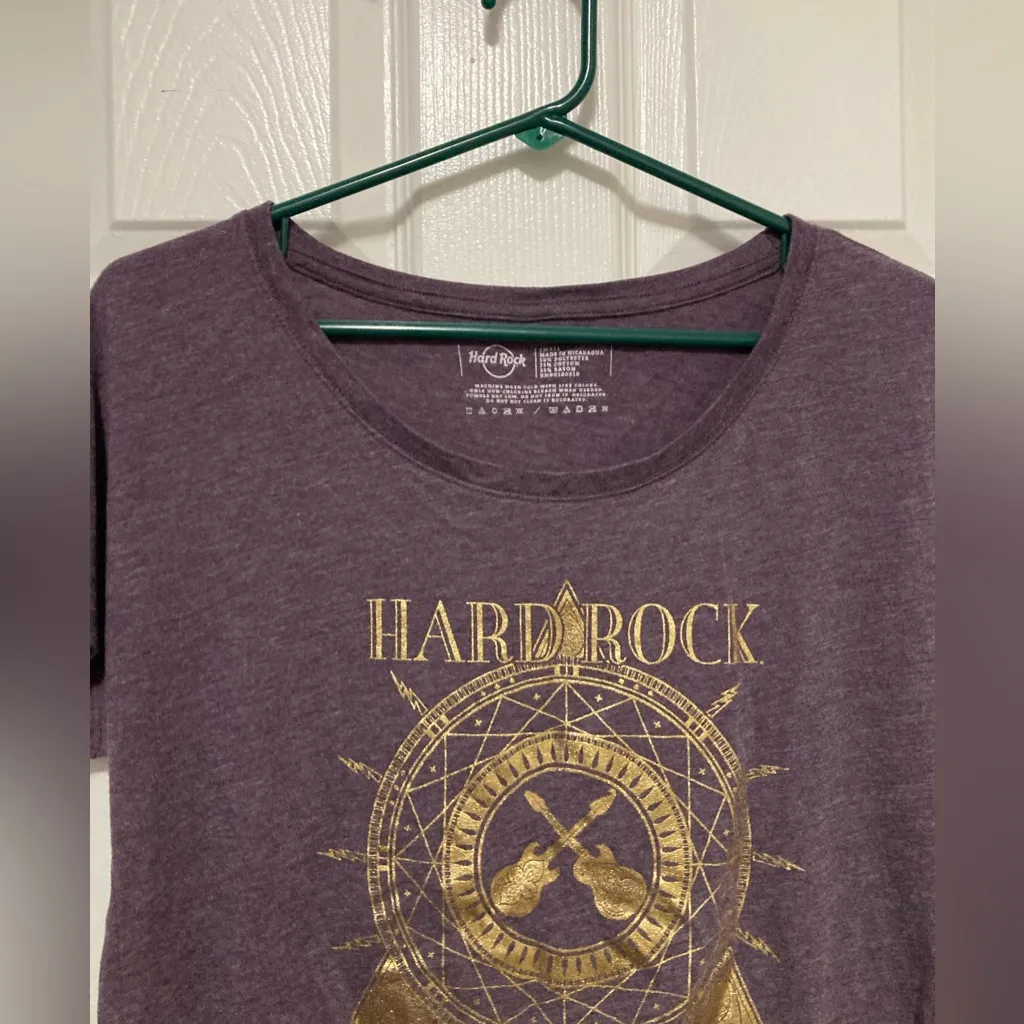 Hard Rock Heather Purple San Jose, Costa Rica Gold Graphic Short Sleeve Shirt - Image 5