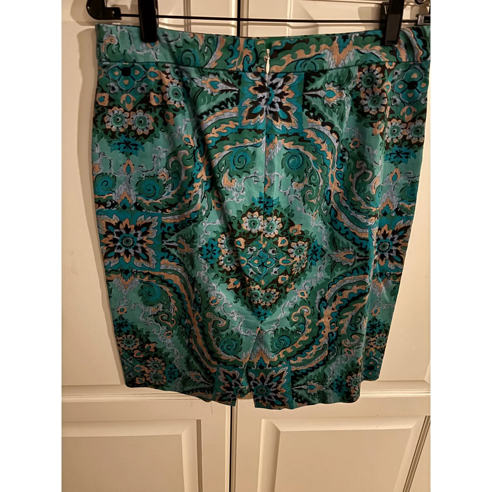 J.Crew The Pencil Skirt‎ Size 8 Green Blue Floral Pattern Career - Image 4
