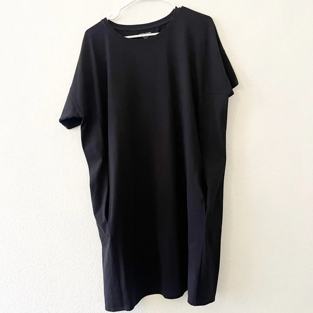 NWT‎ Eileen Fisher Black Boxy Crewneck Dress Pockets XL - Image 3