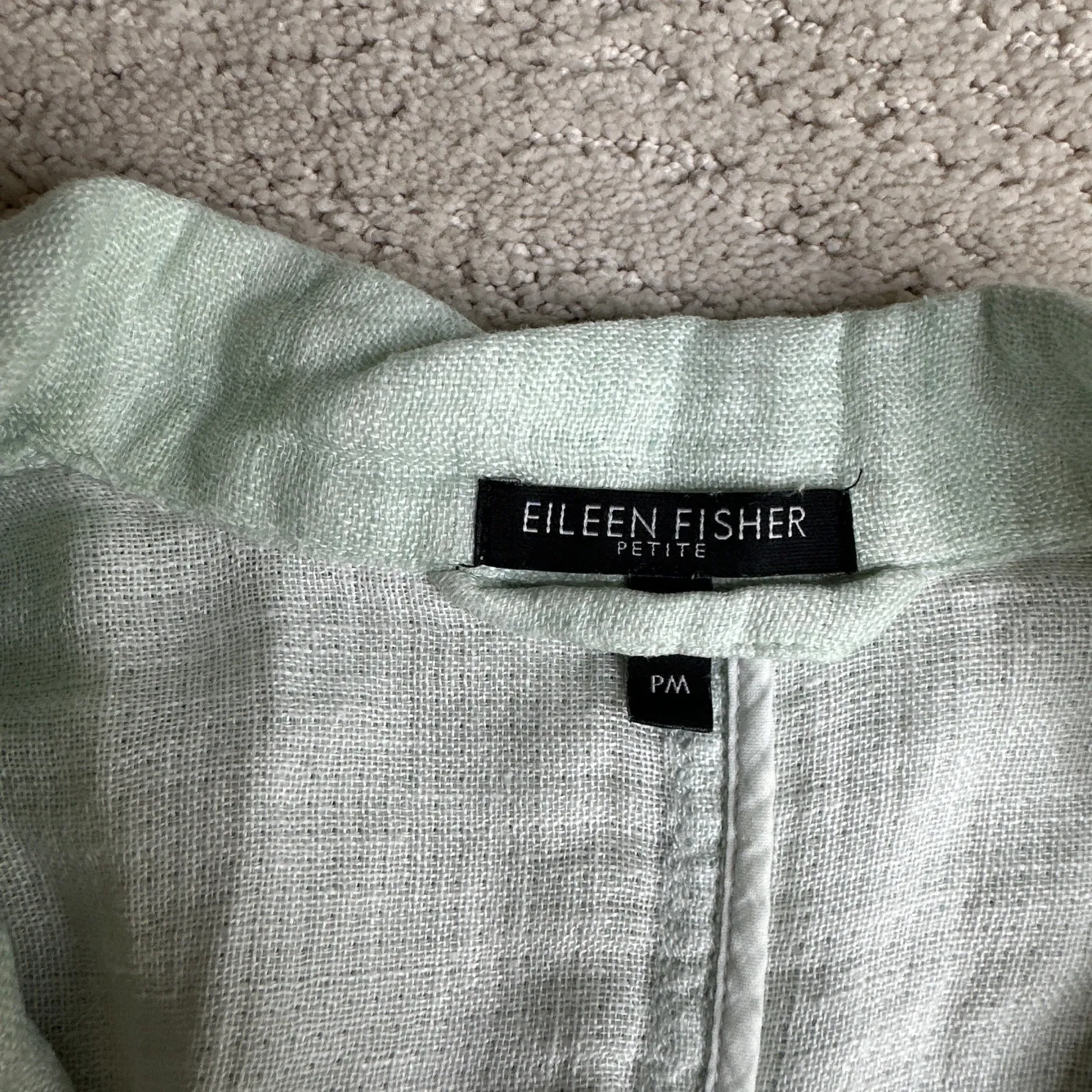 Women's Eileen Fisher PM‎ Blue 100% Linen Blazer Cardigan Pockets Business - Image 4