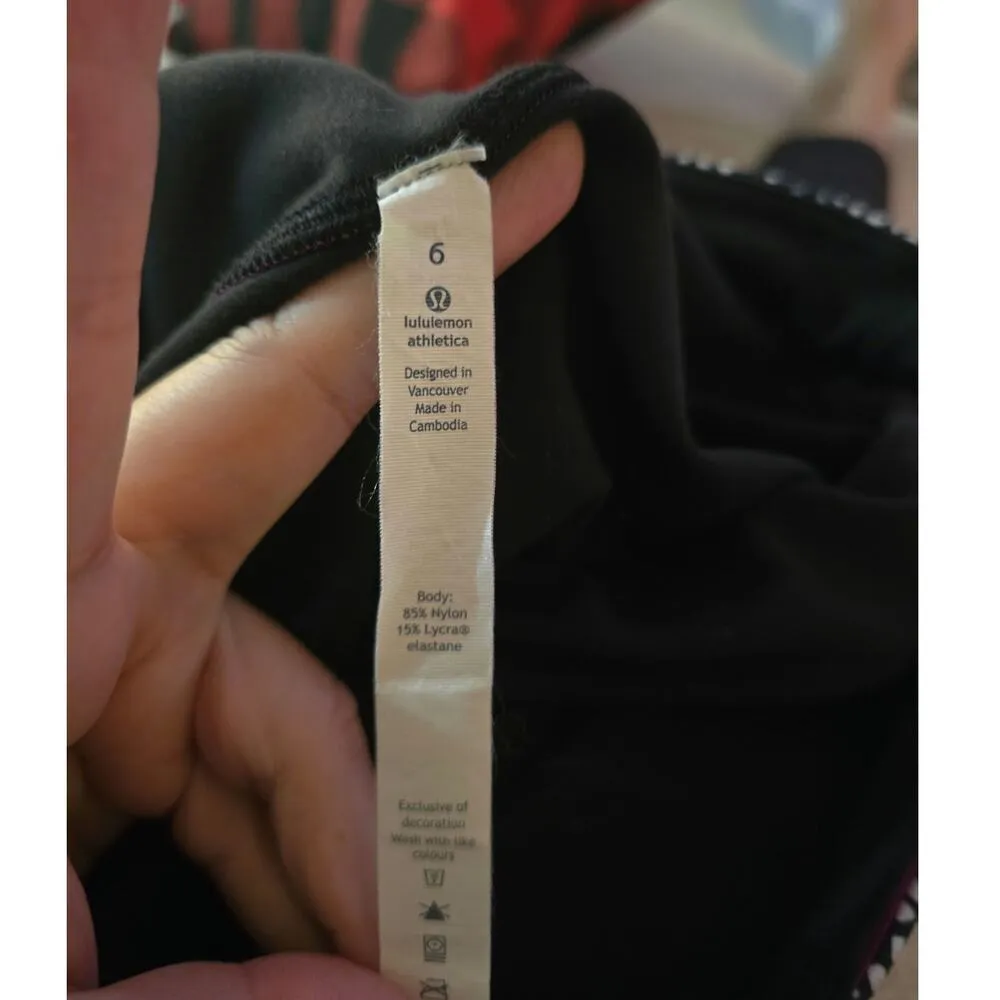 LULULEMON Wunder Reversible Leggings Regal Plum Miss Mosaic Black Size 6 - Image 7