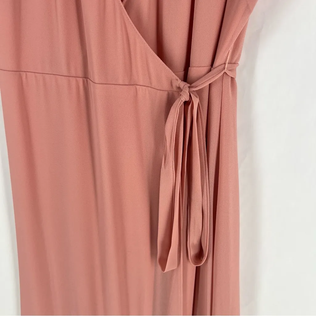 Show Me Your MuMu Pink Crepe Chiffon Flutter Sleeve V-Neck‎ Wrap Maxi Dress S - Image 5