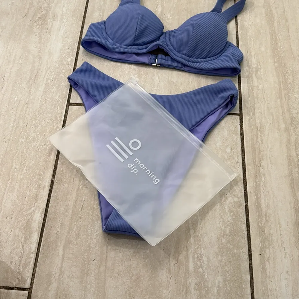 Morning Dip Purple Ribbed Bikini Bathing Suit Set XS Brand New - Image 5