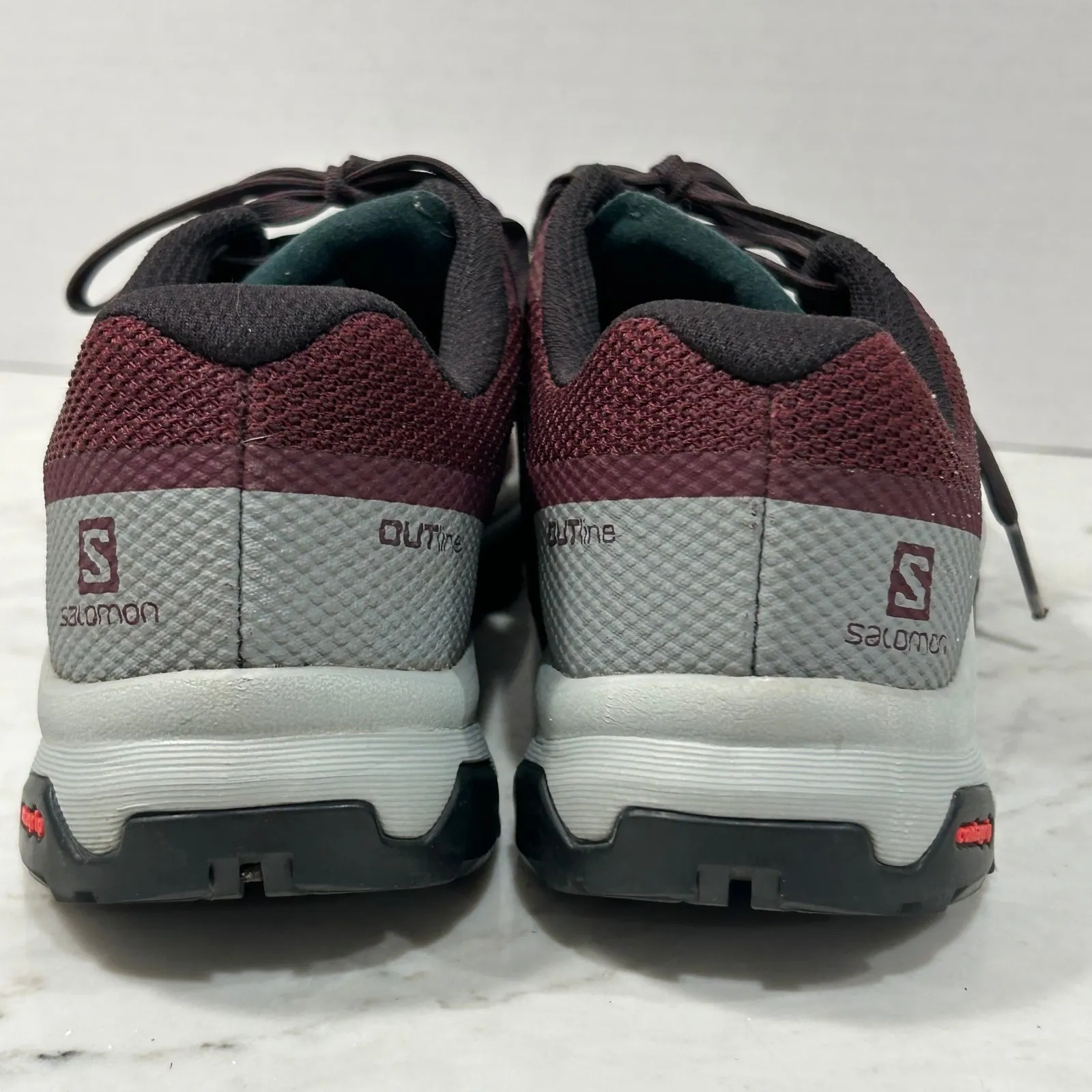 Salomon OUTline GTX Hiking Trail Running Shoes Womens Size 8 Burgundy Contragrip - Image 4