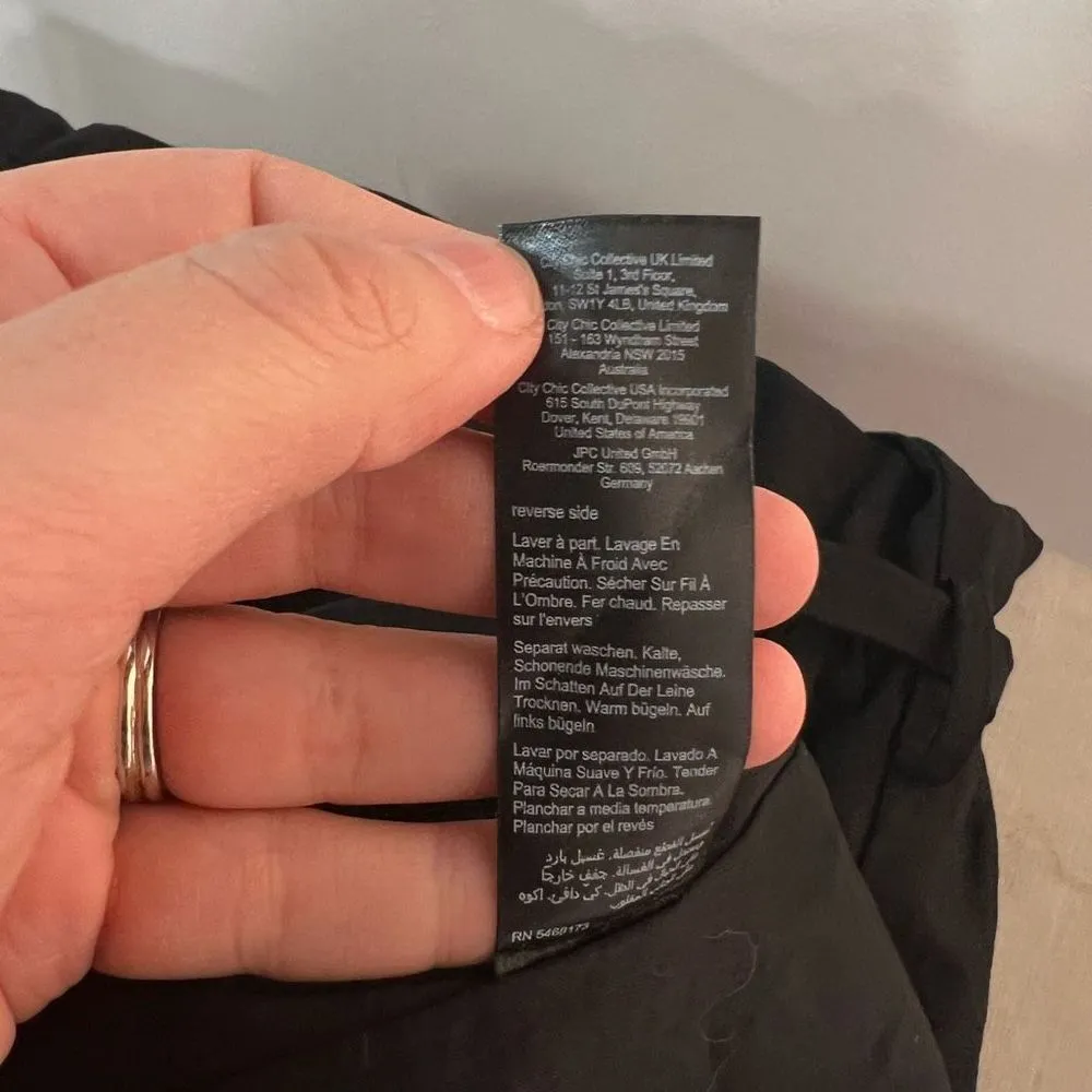 City chic nwt Puff Sleeve Tie Belt tiered Midi Dress in black size large or 20 - Image 11