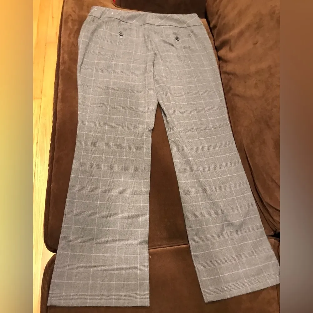 Loft Womens Tall Plaid High Waist Wide Leg Pants Size 8P Black/Gray/ Purple Mult - Image 2