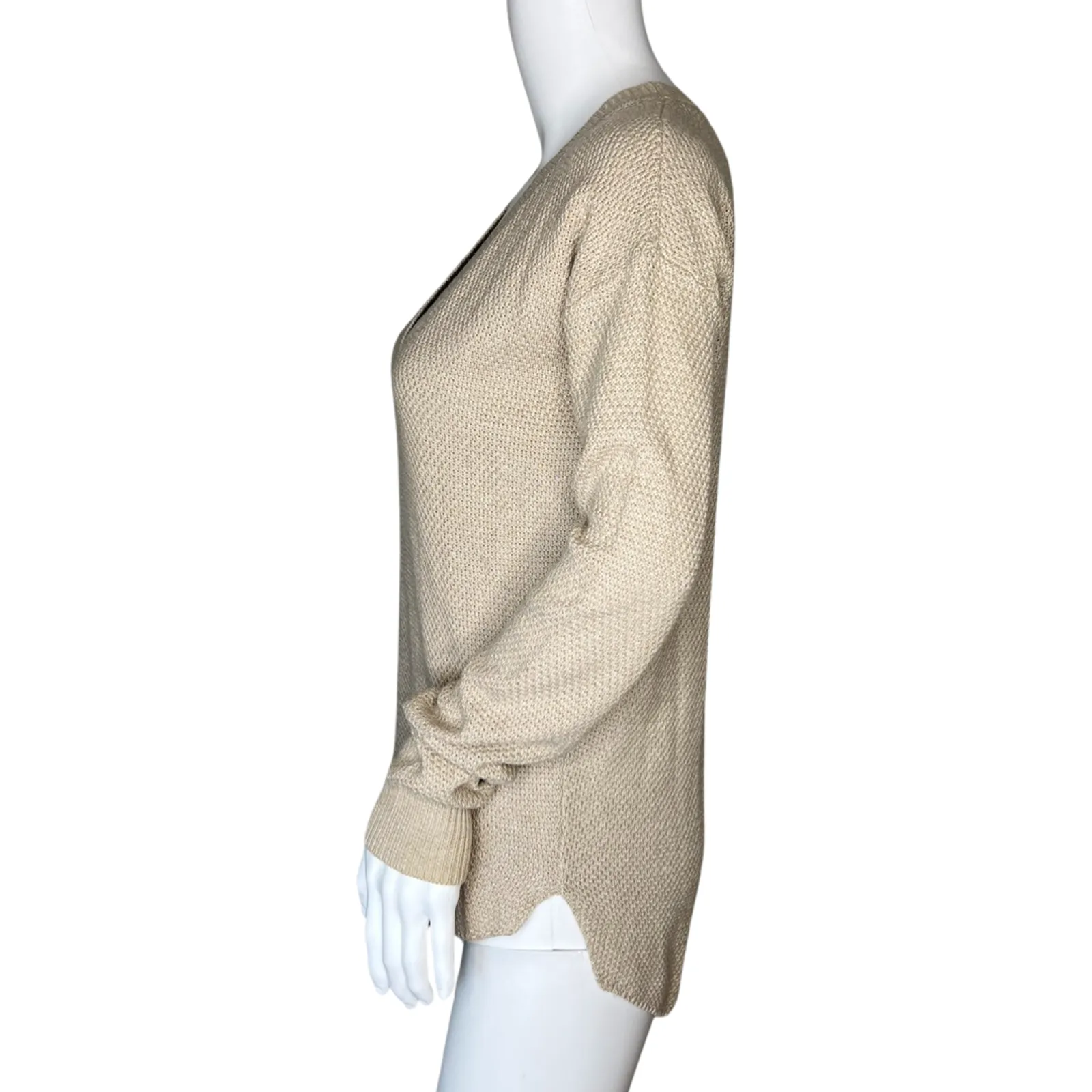 Artizia Wilfred Sweater Womens XXS Biege Silk Cashmere Neutral Minimalist Preppy - Image 3