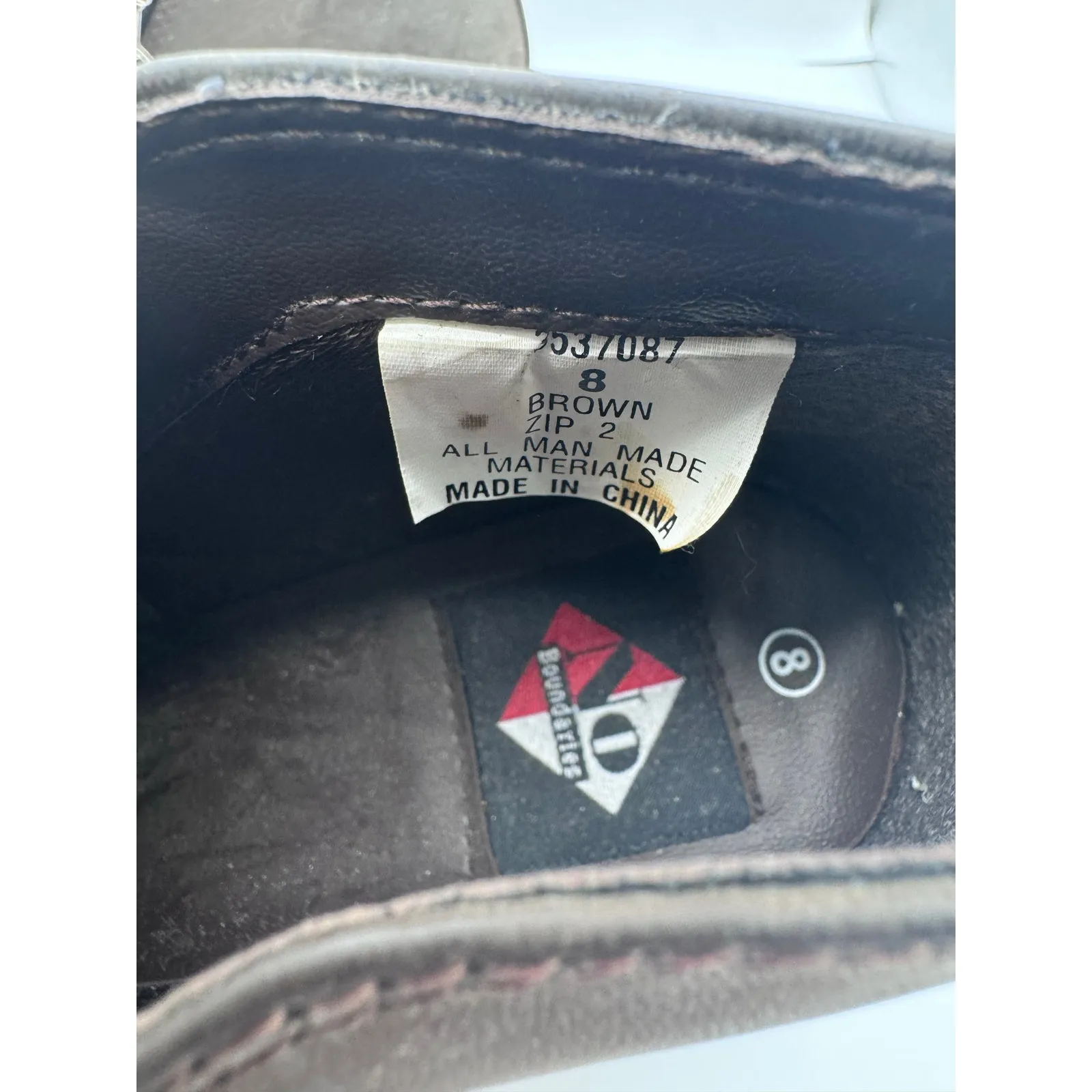 No Boundaries Y2K Brown Zip Front Chunky Heel Platform‎ Ankle Boots Size 8 - Image 3