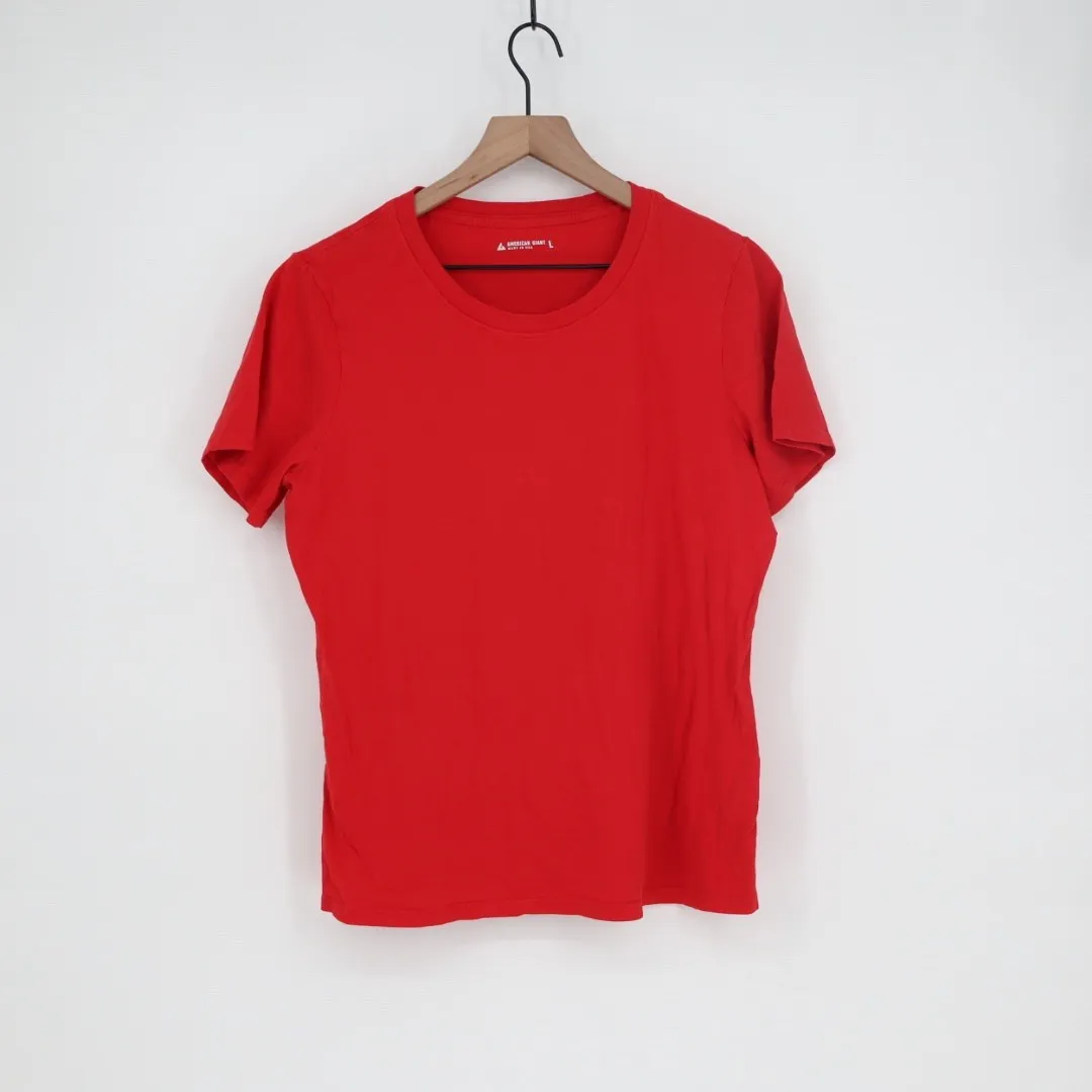 American Giant Women's Red Crew Neck Short Sleeve T Shirt Size L Made in USA Size L - Image 2