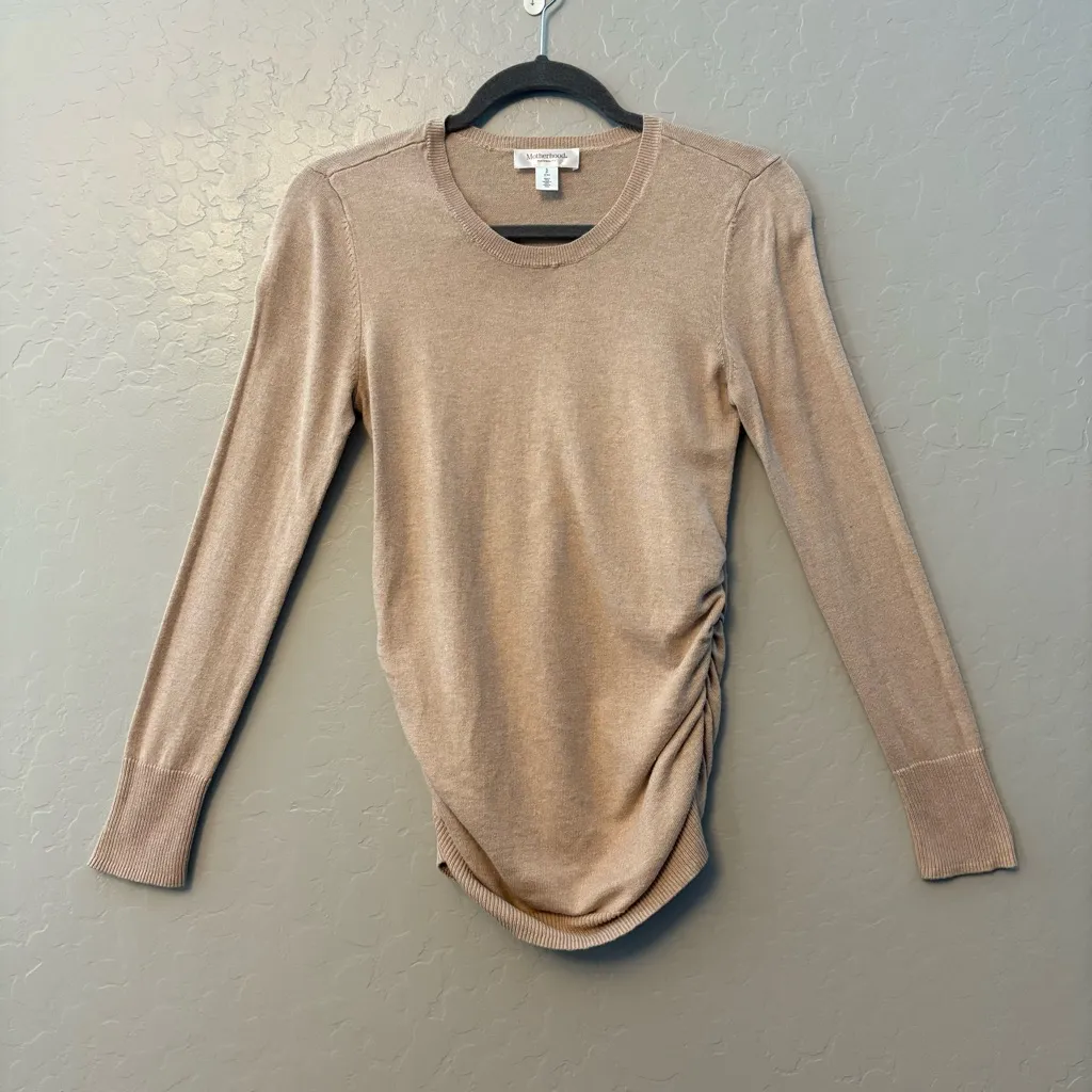 Motherhood Maternity beige long sleeve crew neck knit sweater size small - Image 1