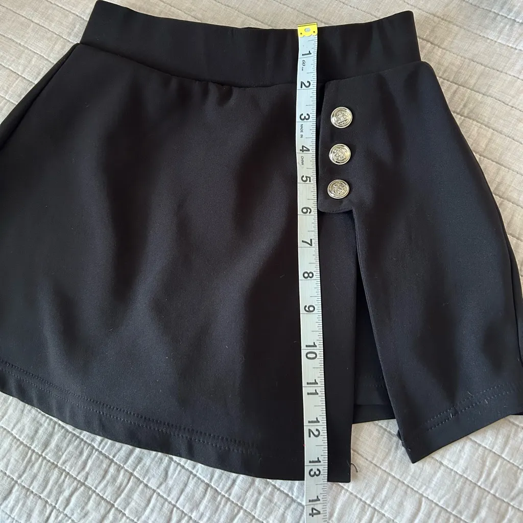 Cute black high rise slit sexy goth skort S - Image 8