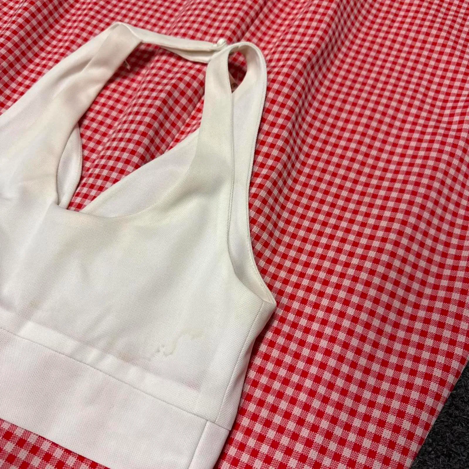 Vintage Red Gingham Halter Dress and Blazer Set - Image 6