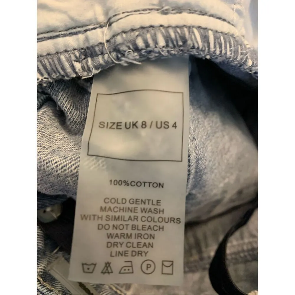 Maniere De Voir Rare Chrome/White Logo Streetwear Denim Jeans women's size 4 - Image 6