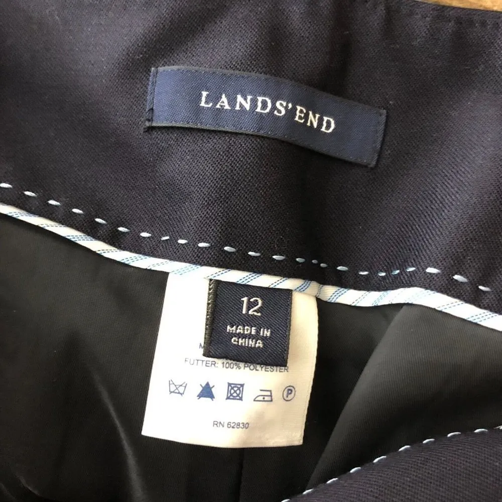 Lands End Womens Dress Pants Wool Stretch Straight Leg Navy Blue 12 - Image 3
