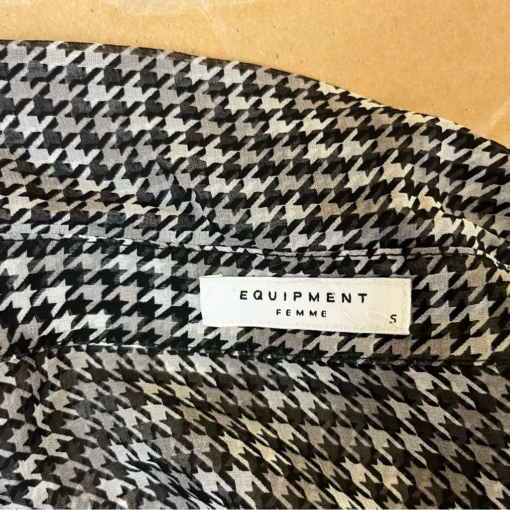 Equipment Silk Chiffon Shirt in Houndstooth Print - Image 7