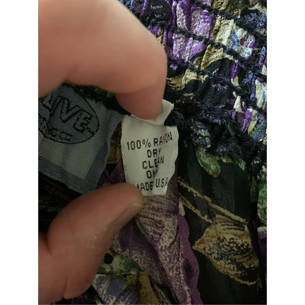 Vintage Olive Clothing Co skirt made in USA long floral women's size 1 Black - Image 5