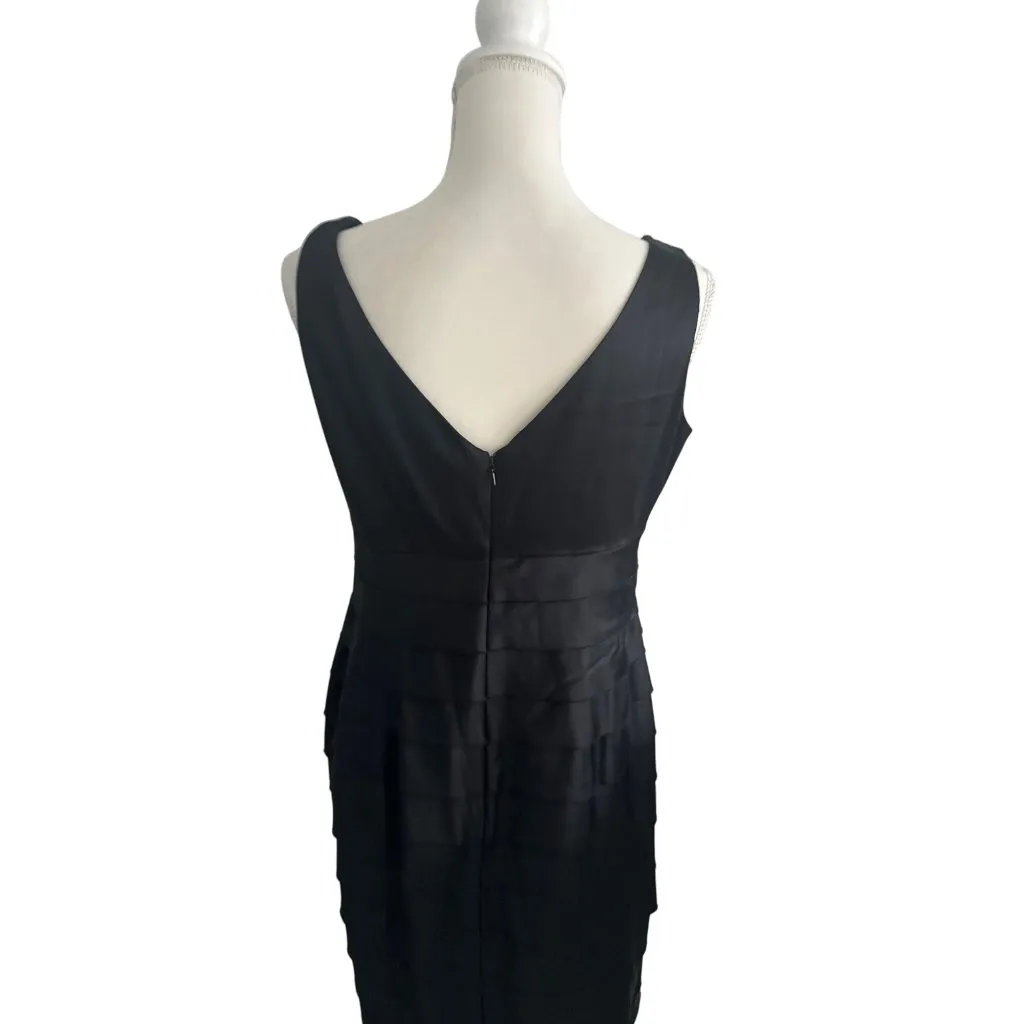 JONES NEW YORK Black Layered Cocktail Dress Size 12 - Image 3