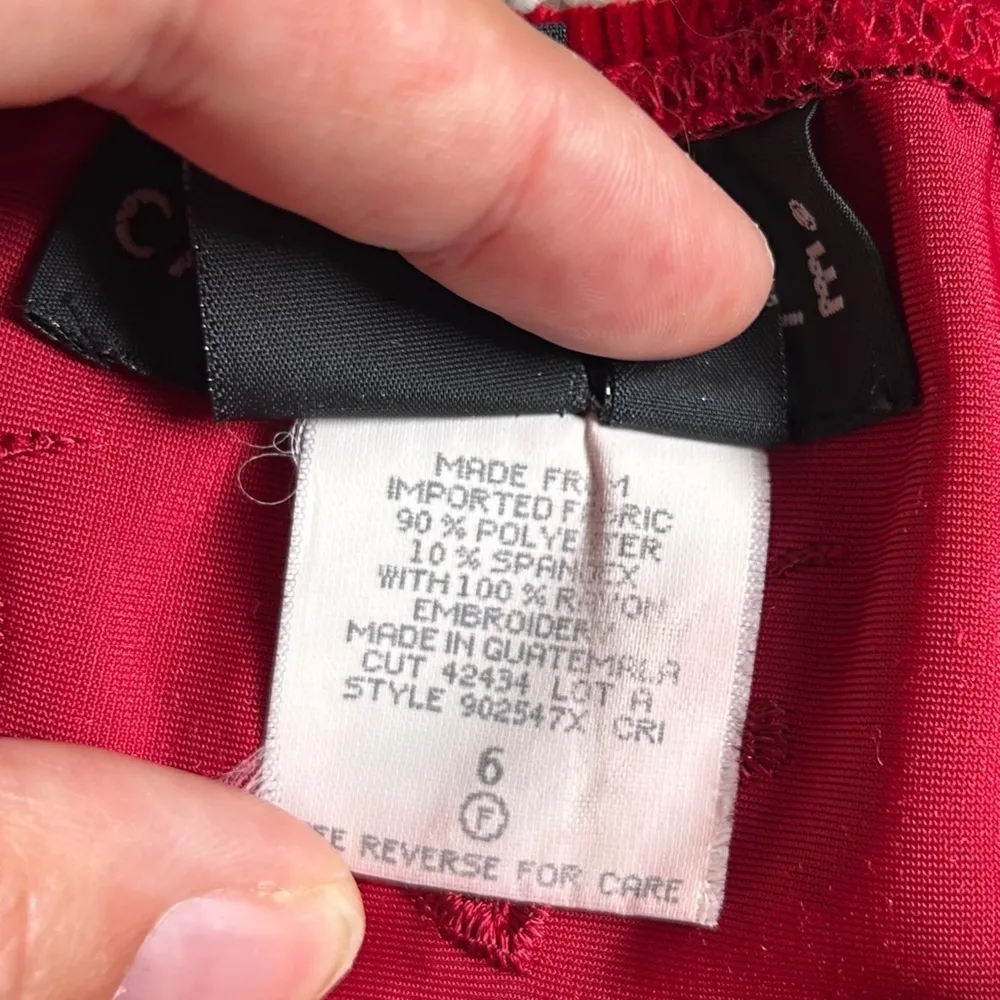 Vintage Carole Little Red Velvet Rose Mini Skirt A-Line Formal Party Holiday - Image 3