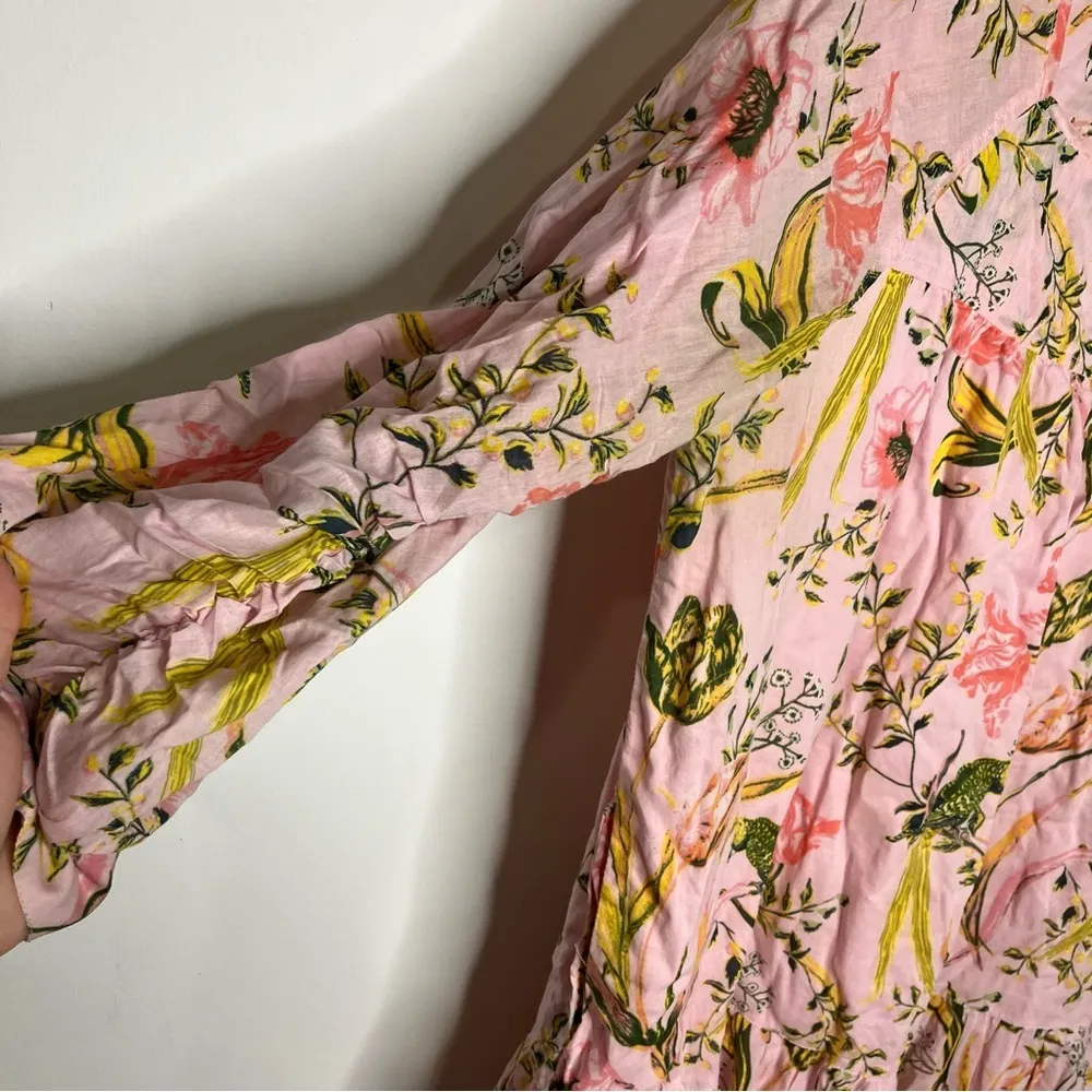 Happy‎ Nature 100% cotton dress with tropical bird & floral pattern size large Pink - Image 3